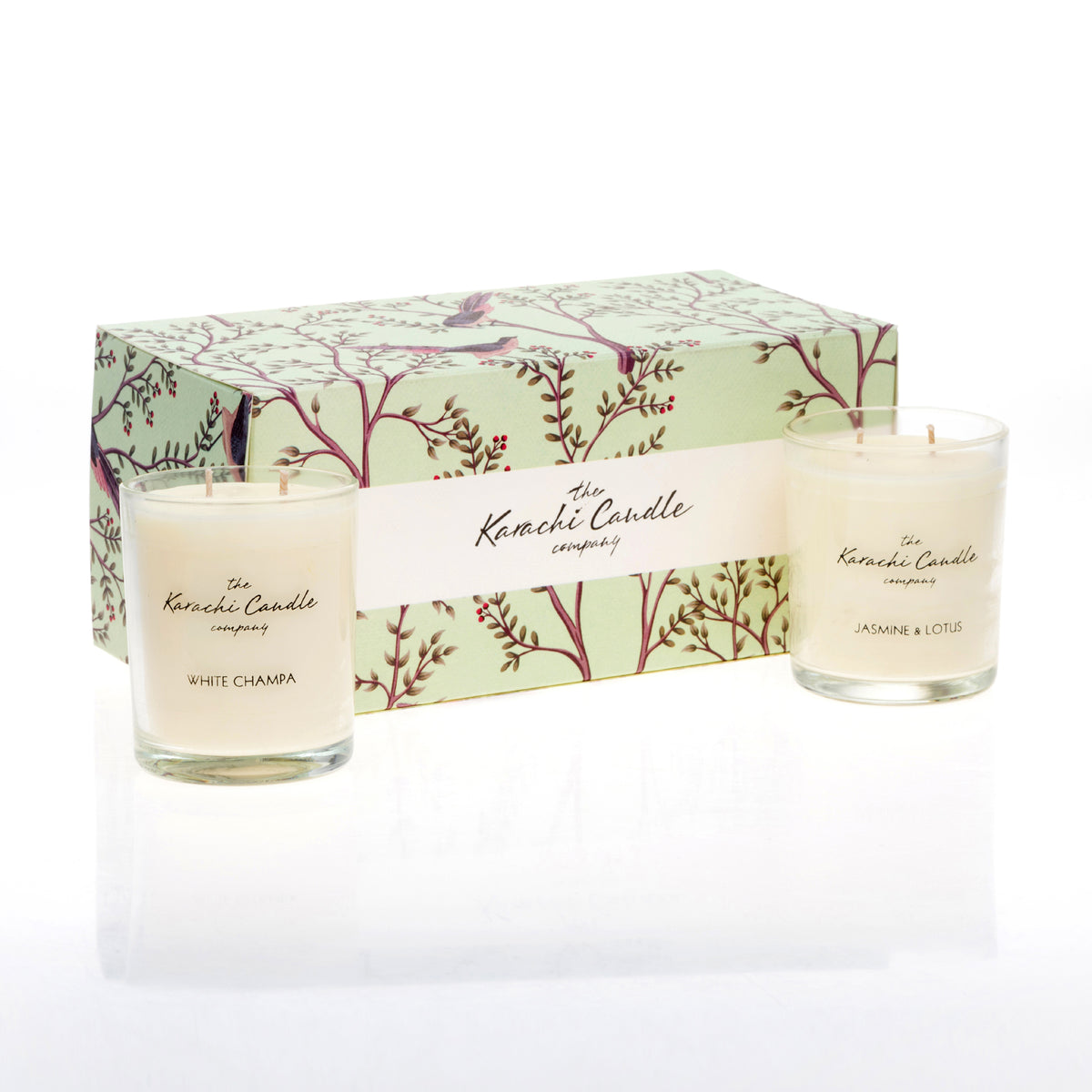 Jasmine & Lotus, White Champa Medium Duo Karachi Candle Company